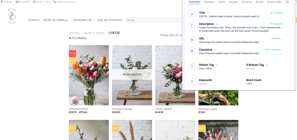 onsite seo optimizacija cvetje