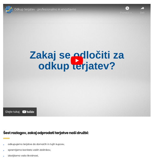 prodaja terjatev - youtube seo